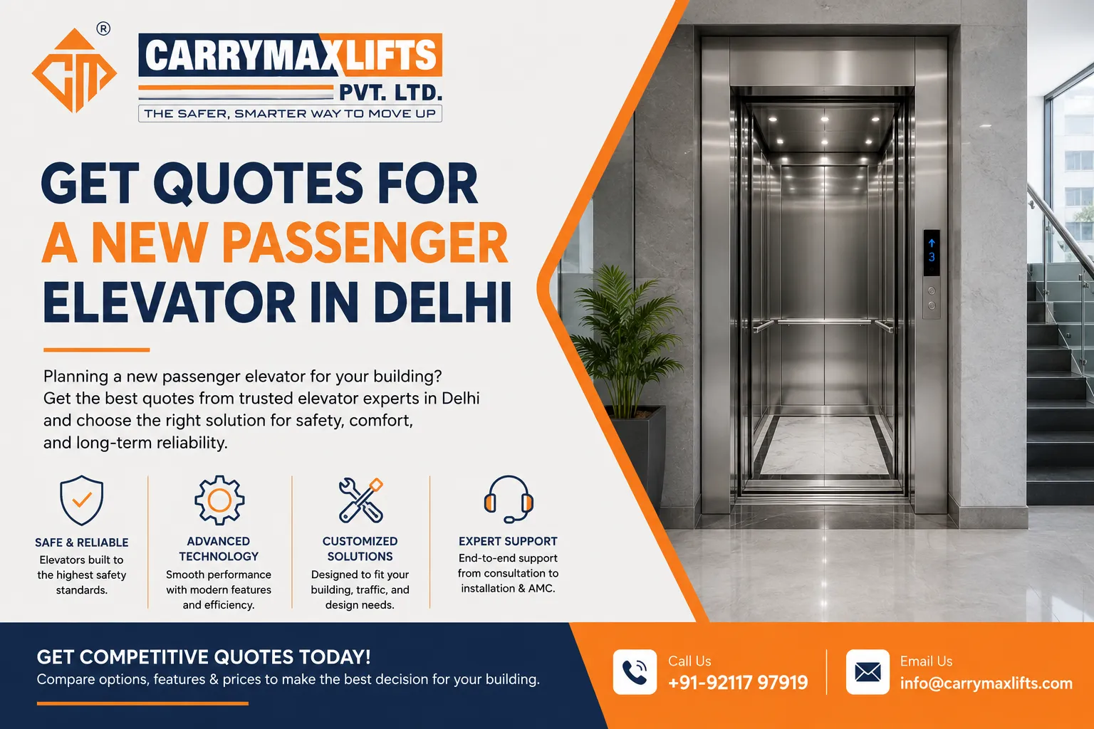 Get Quotes for a New Passenger Elevator in Delhi